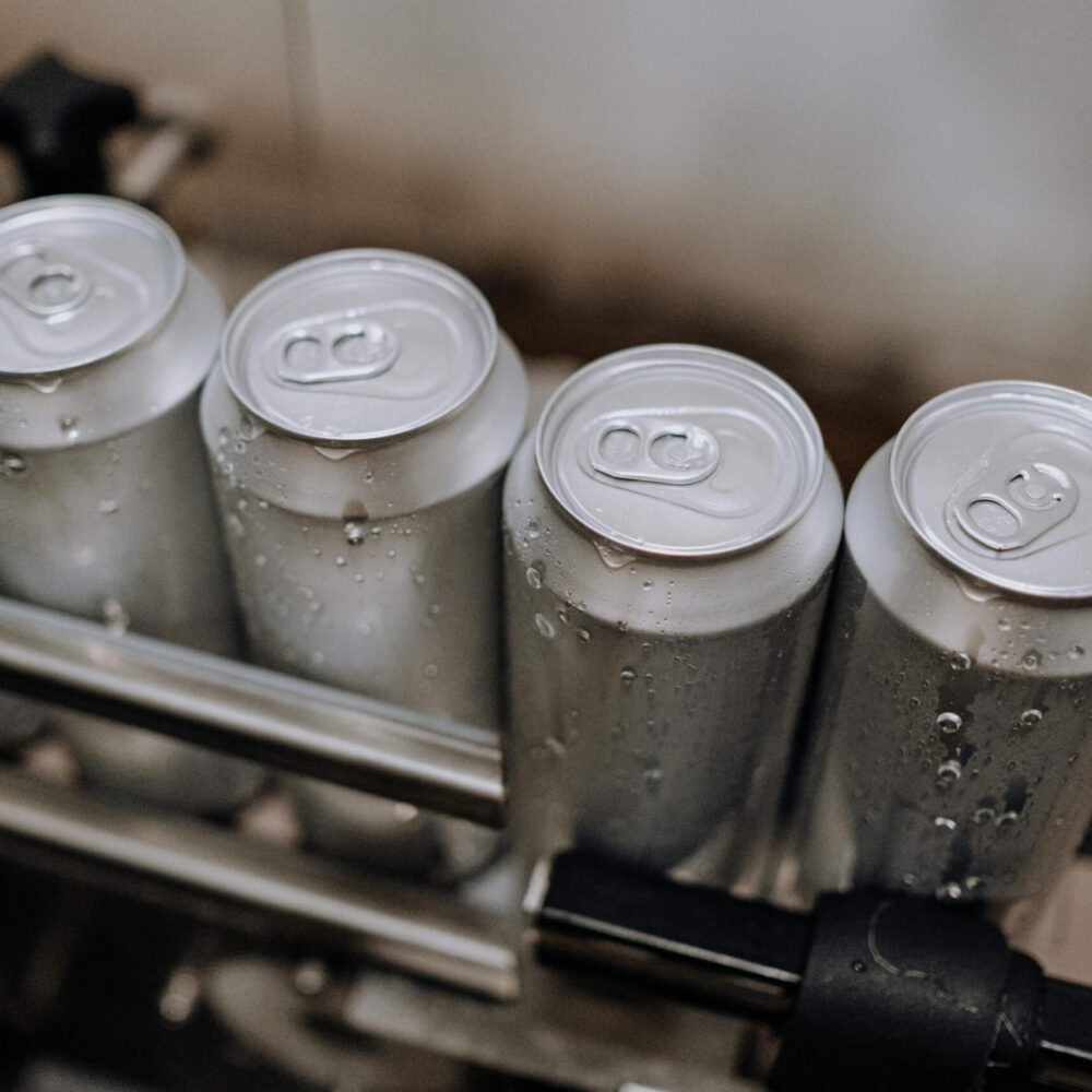 Drinking cans in our facility being processed